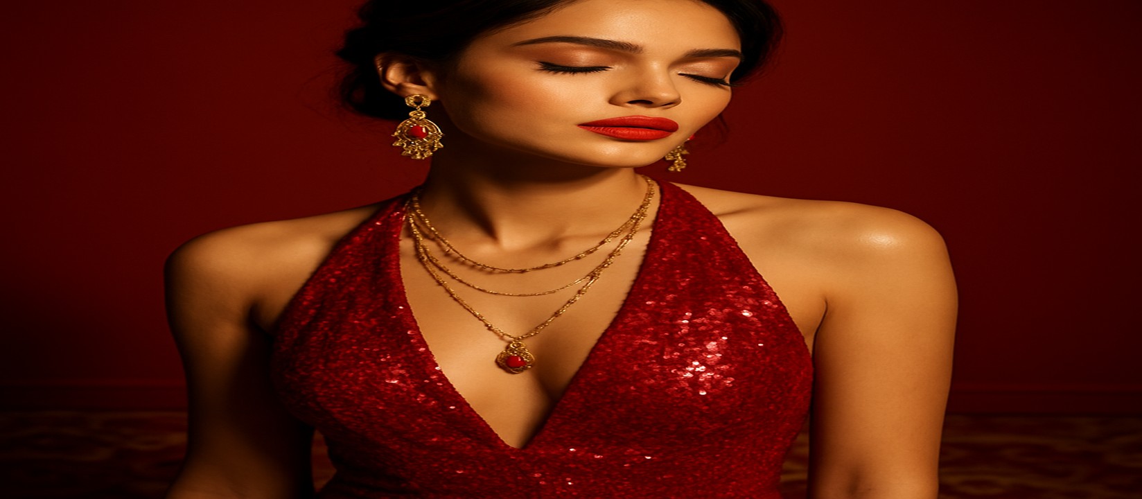 444k গেমিং প্ল্যাটফর্ম টেবিলে লাল পোশাকে সজ্জিত এক নারী গেম টেবিল